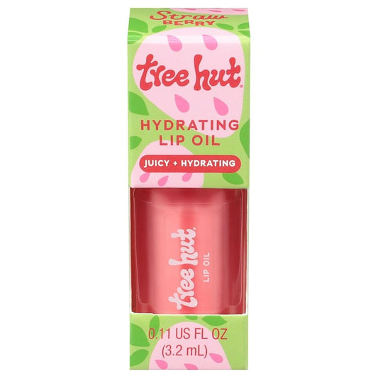 Tree Hut Strawberry Lip Oil - Hydrating Sheer Pink Glossy Formula for Smooth, Kissable Lips | 0.11 fl oz
