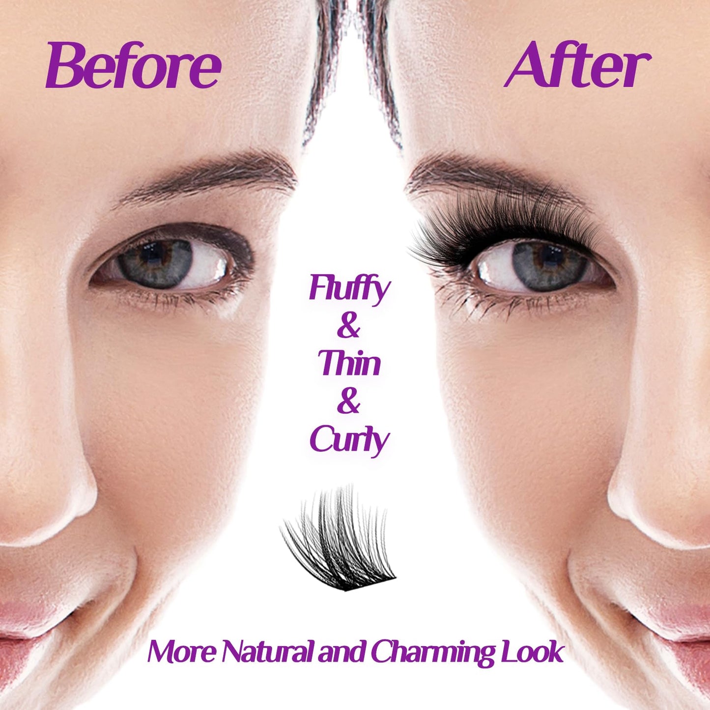 Lash Clusters DIY Eyelash Extension: Mega Volume C D Curl Individual Lashes 192PCS - Eyelash Clusters Extensions Wispy Natural Look False Lashes Cluster Fake DIY at Home 9-16mm RW01 by Risute