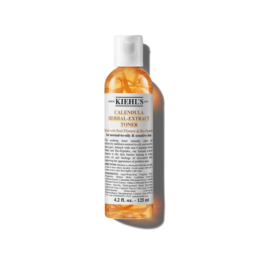Kiehl's Calendula Herbal Extract Alcohol-Free Toner, Soothing Facial Toner for Normal to Oily Skin, Visibly Reduces Redness & Oil, Improves Skin Texture, Paraben-Free, Fragrance-Free - 4.2 fl oz