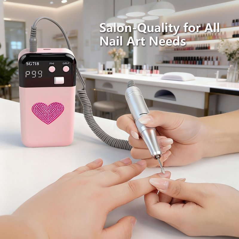 45,000 RPM Cordless Nail Drill for Acrylic & Gel Nails, Low Noise High Torque, LCD Display & 6 Bits - Rechargeable Electric Nail File Kit for Manicure Pedicure Home Use