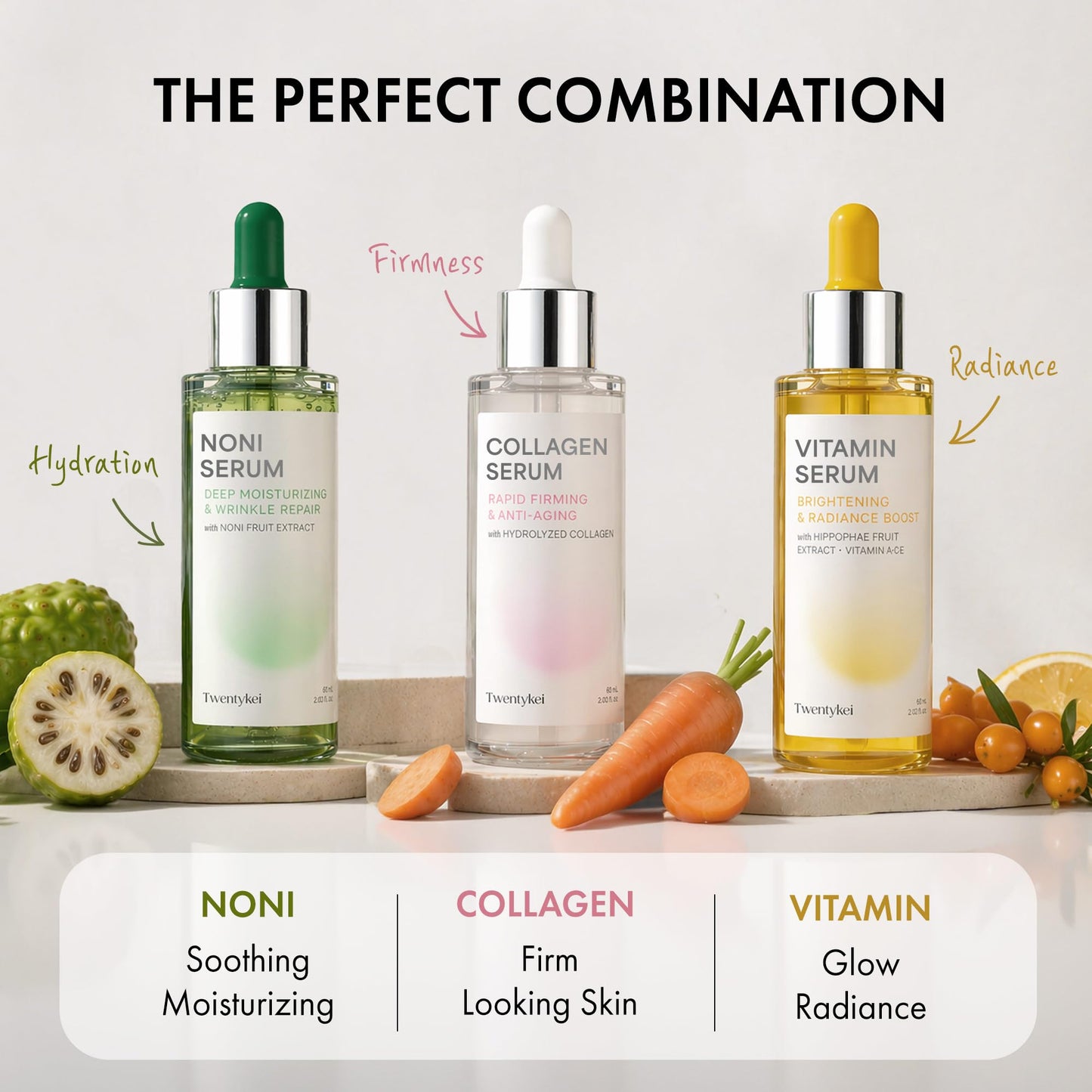 TWENTY KEI Vitamin Serum for Face, Korean Brightening Serum for Dull-Looking Skin, Lightweight Glow Serum for Radiance & Even-Looking Tone, Daily Facial Serum, 2.02 Fl Oz