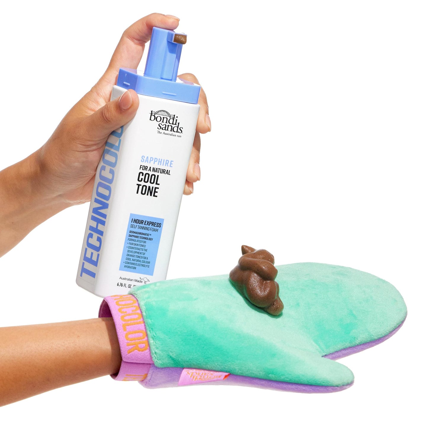 Bondi Sands Technocolor Sapphire Value Kit | Includes Lightweight Sunless Foam + Reusable Mitt for a Flawless Finish ($34 Value)