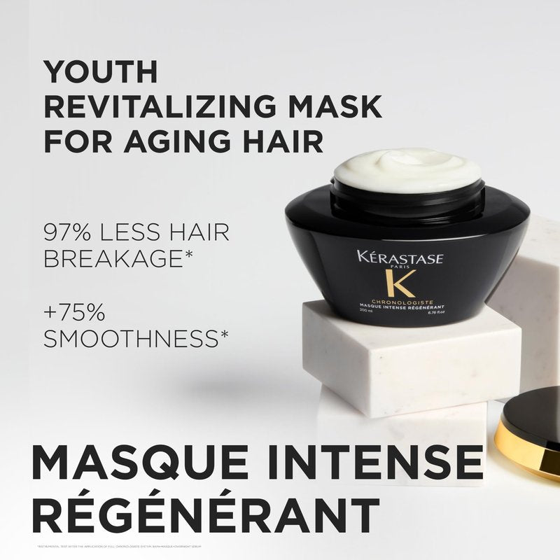 KÉRASTASE Chronologiste Masque Intense Régénérant - Revitalizing Youth Mask For Hair Weakened by Signs of Aging, Hydrating, Smoothing & Detangling, Infused with Hyaluronic Acid & Abyssine, 6.76 Fl Oz