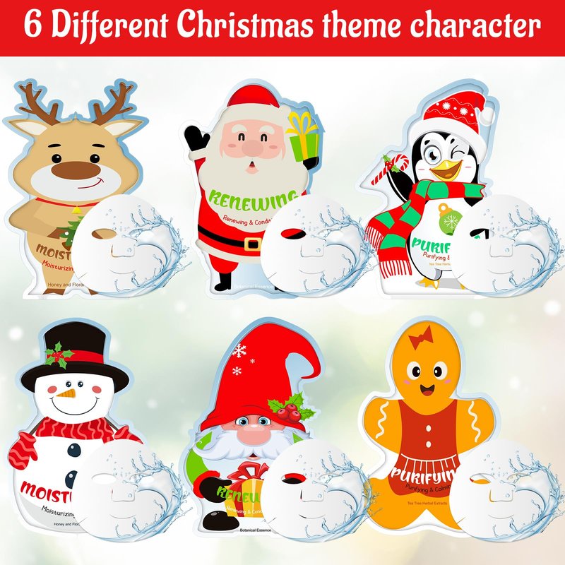 Timgle 48 Pcs Christmas Stocking Stuffers Bulk Facial Masks Skincare Face Sheet Masks Holiday Gifts for Women, Fragrance Hydrating Face Mask Spa Gifts Bulk for Coworker Adults Stocking Stuffer