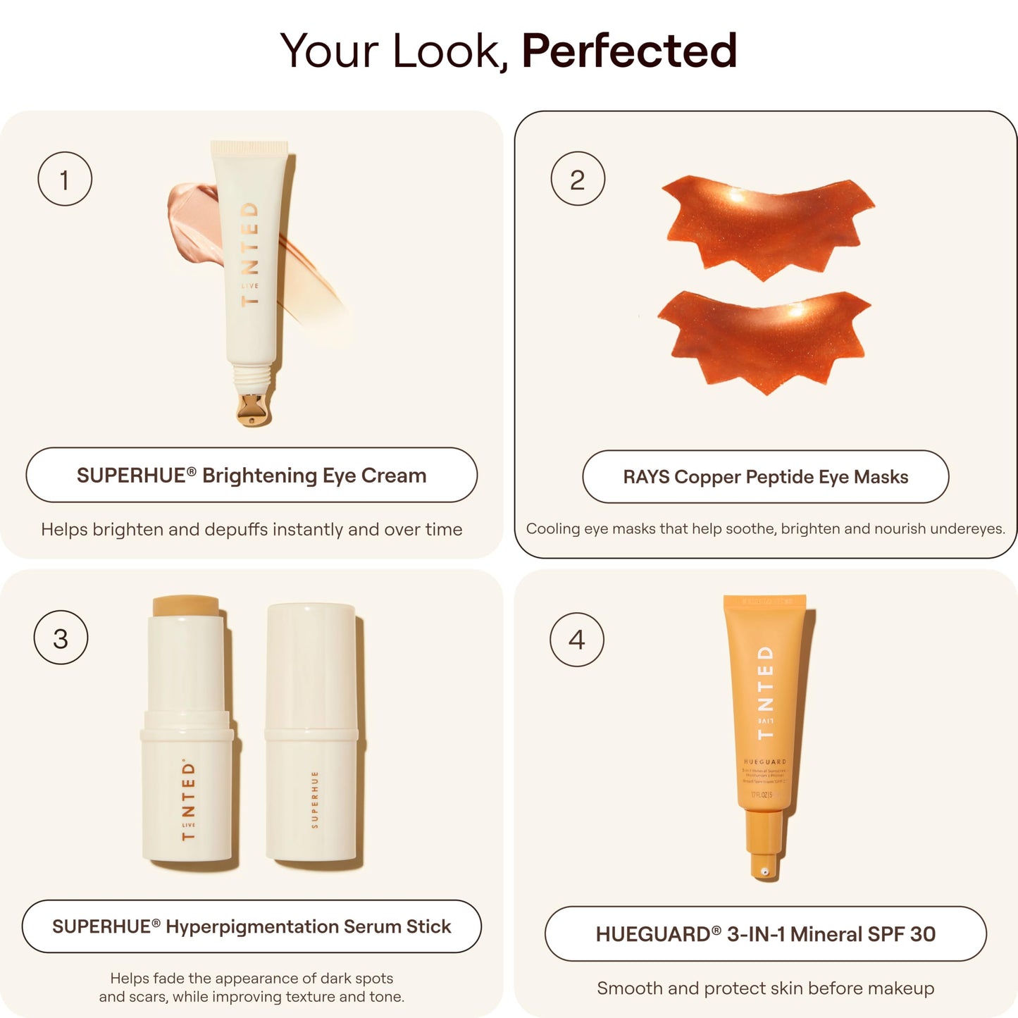 Live Tinted Rays Copper Peptide Eye Masks - Cooling, Brightening, and Nourishing Under Eye Patches, Reduces Fine Lines, Depuffs, & Hydrates with Copper Peptides, Banana Extract, and Bakuchiol - 1 Pair