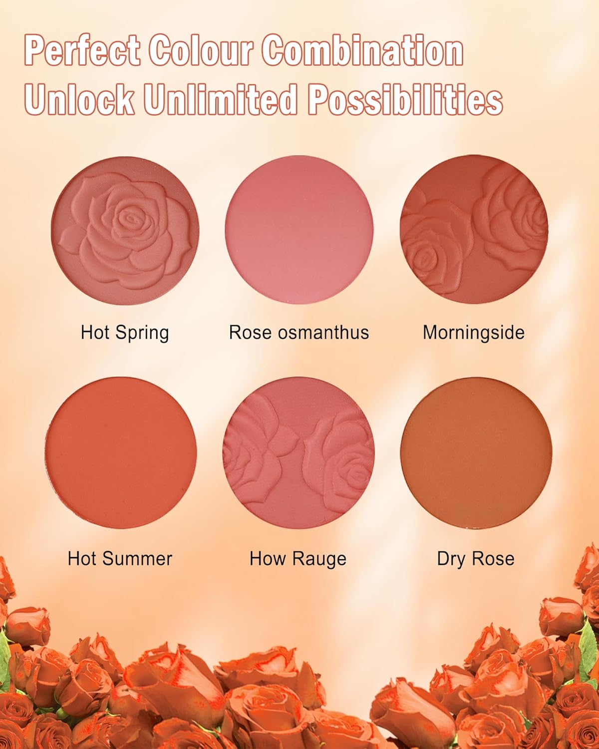 Matte Face Blush Palette - 6 Color High Pigment Mineral Blusher for Cheeks | Long-Lasting Makeup Gift for Women