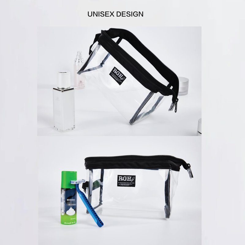 Rough Enough Clear Toiletry Bags for Traveling Leakproof Shaving Kit Cosmetic Organizer Bag for Women Men