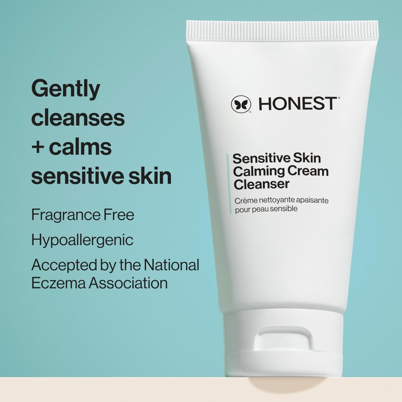 Honest Beauty Sensitive Skin Calming Cream Cleanser, Gently Cleanses Hydrates Calms, Hypoallergenic, Fragrance-Free, Vegan, 4 fl oz
