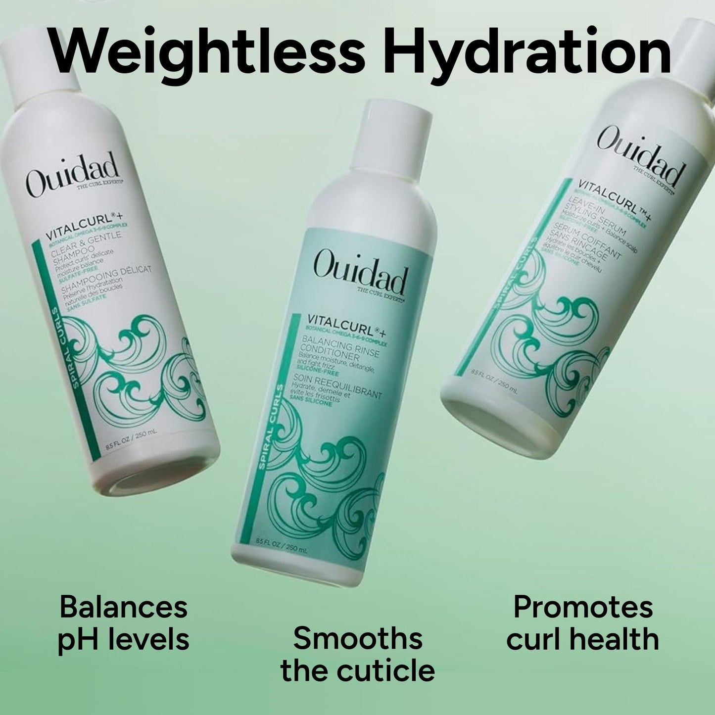 OUIDAD Vitalcurl+ Clear & Gentle Shampoo Liter Size, 33.8 oz.