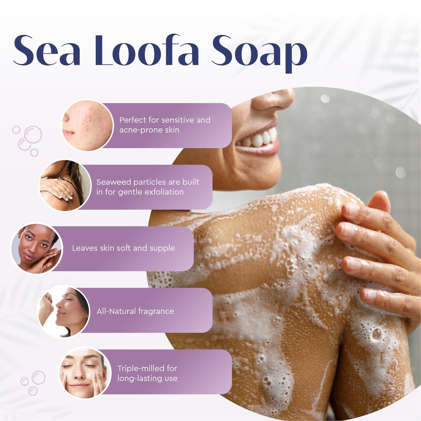 Baudelaire Exfoliating Sea Loofa Soap - Natural Fragrance - Hydrating & Moisturizing Triple-Milled Luxury, 5 oz (Pack of 6)