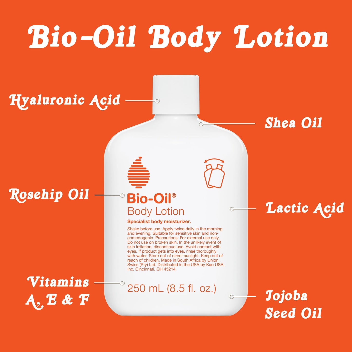 Bio-Oil Moisturizing Body Lotion for Dry Skin, Ultra-Lightweight High-Oil Hydration, with Jojoba Oil, Rosehip Oil, Shea Oil, and Hyaluronic Acid, 8.5 Oz