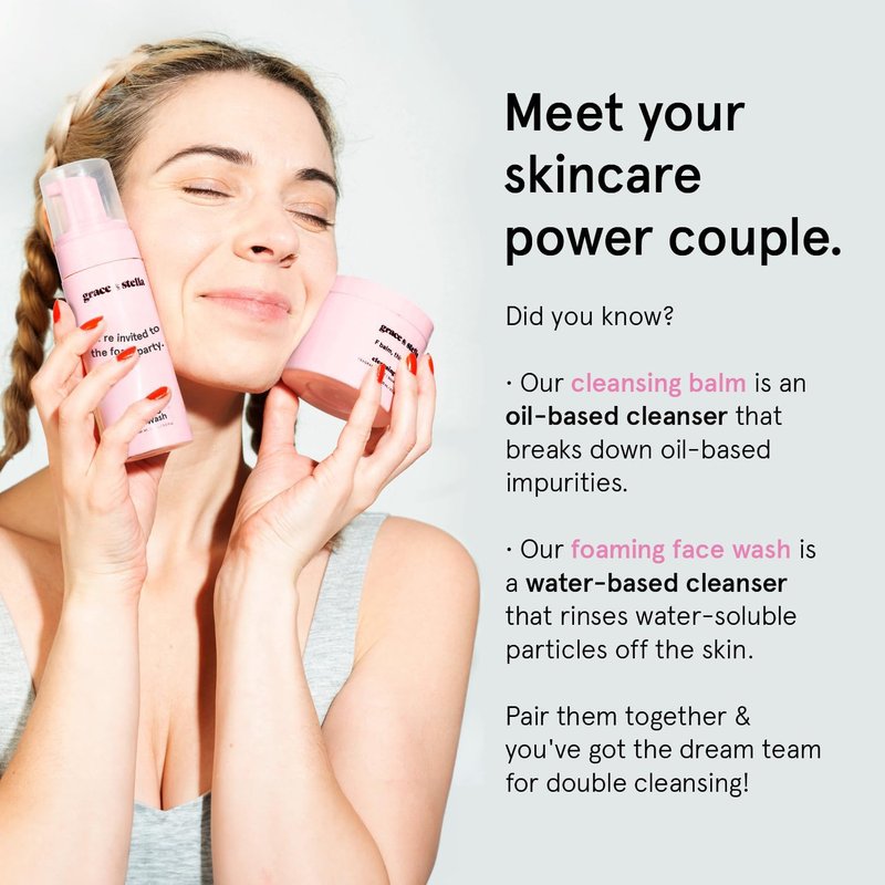 grace & stella Award Winning Hydrating Face Wash (150ml) - Gentle Foaming Facial Cleanser with Hyaluronic Acid, Rose Water, Aloe Vera - Moisturizing Cleansing Foam for Normal to Very Dry Skin - Vegan