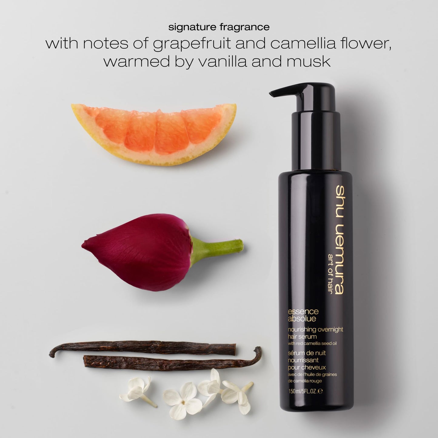shu uemura art of hair Essence Absolue Nourishing Overnight Hair Serum - Hydrates and Detangles, Reduces Frizz and Enhances Shine, Lightweight Formula, 5 Fl Oz