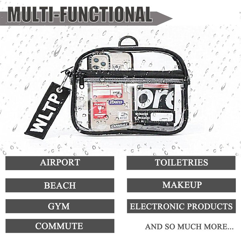 Rough Enough Clear Quart Size TSA Approved Toiletry Bag Small with Keychain for Travel Size Toiletries