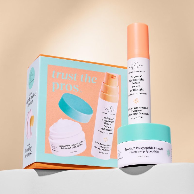 Drunk Elephant Trust The Pros - Travel Size - Illuminate and Firm Kit - Clean Clinical Skincare - Cruelty-Free - Dermatologist-Tested - Free of Essential Oils, Silicones, and Fragrance