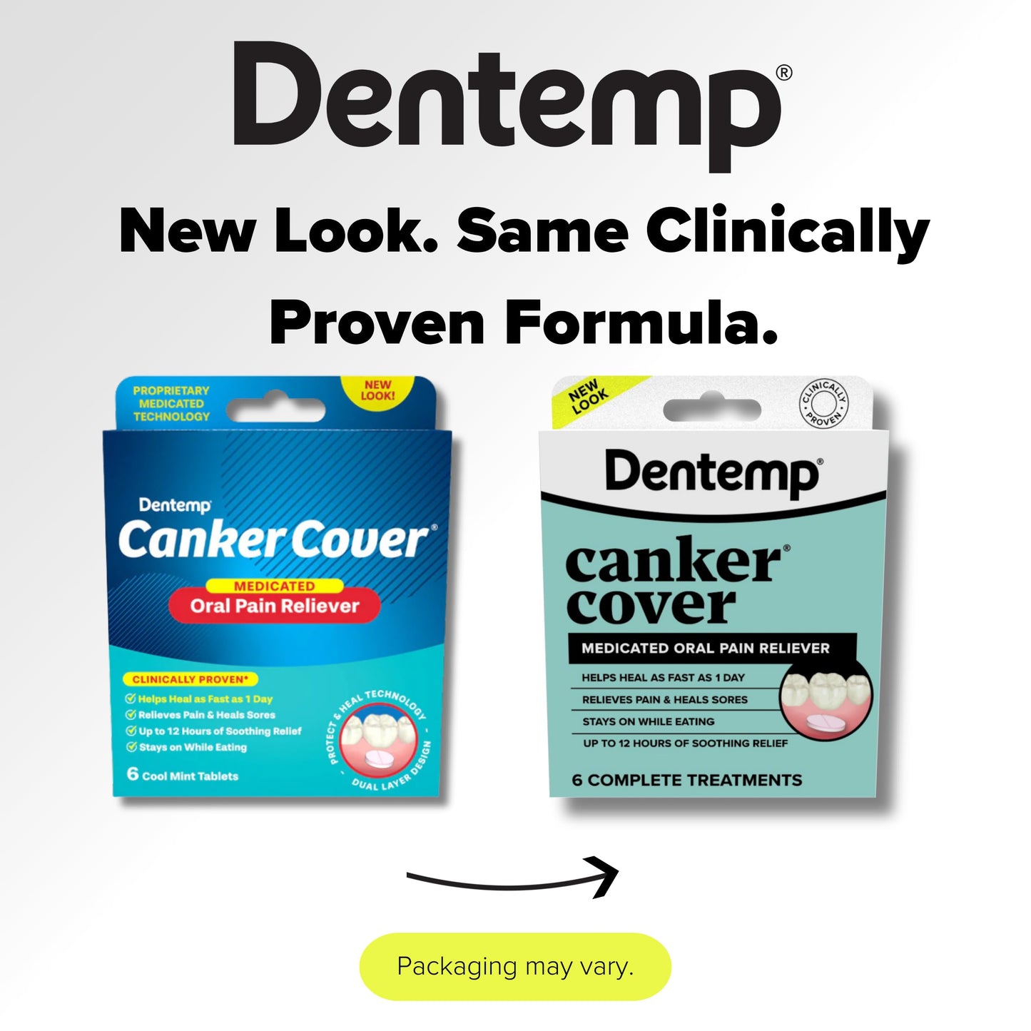 Dentemp Canker Cover Mouth Sore Treatment - Oral Pain Relief for Canker Sores & Mouth Irritation - Fast-Acting Pain Relief Tablets for Adults - Pack of 3 (18 Count)