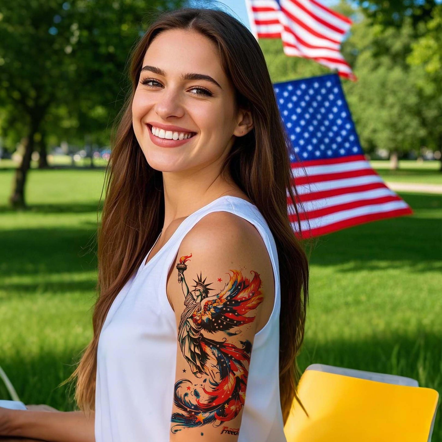 16 Sheets Independence Day Temporary Tattoos, USA Flag Patriotic Tattoos