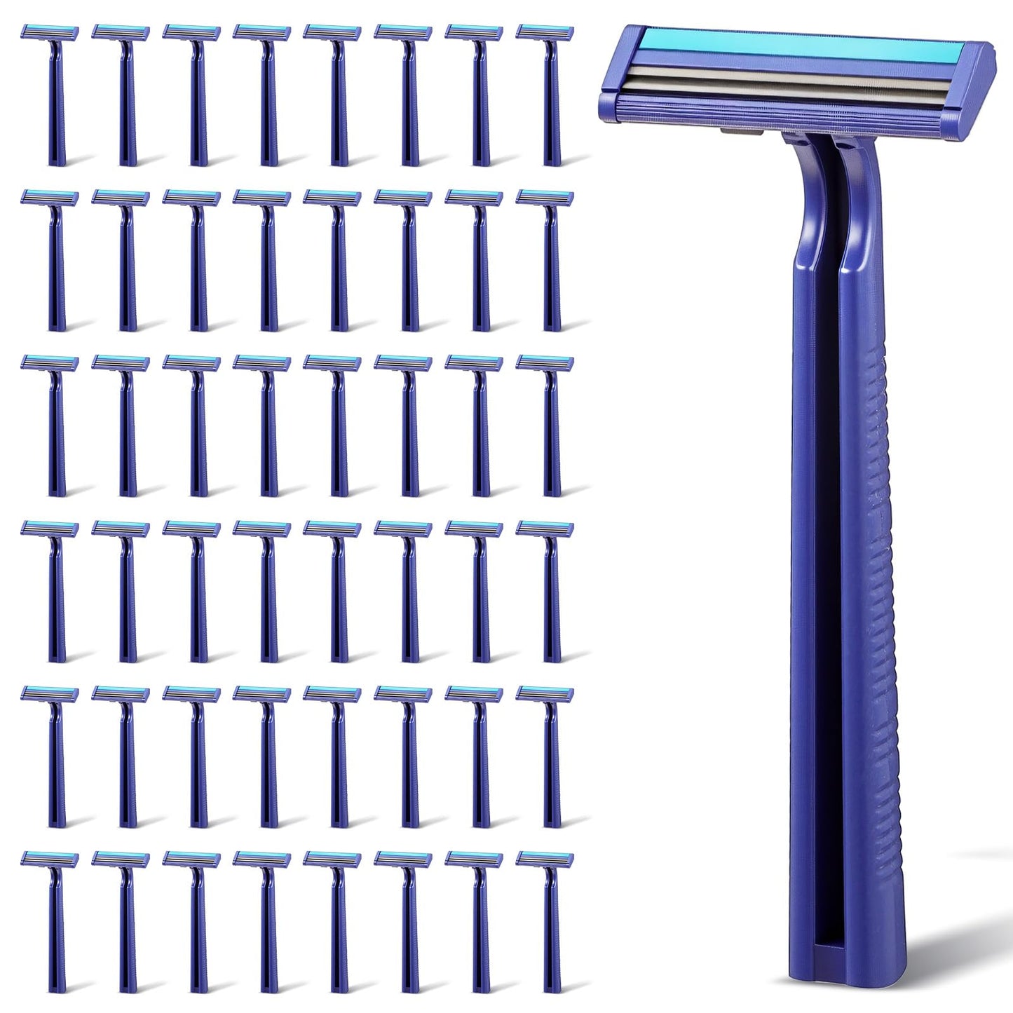 Molain 200Pcs Twin Blade Razors for Men, Twin Blade Disposable Razors With Clear Safety Cap, Stainless Steel Disposable Shaver, Multipurpose Portable Manual Shaver for Bathing Hotel Travel