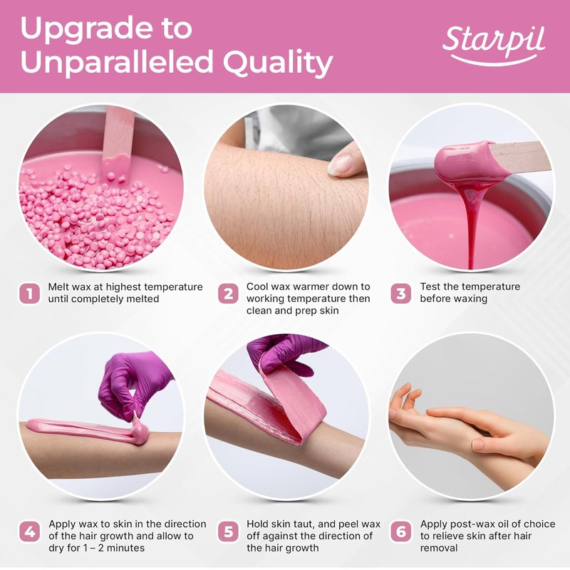 Starpil Wax | 1000g Pink Hypoallergenic Hard Wax Beads for Body Hair Removal - Stripless, Coarse Hair, Sensitive Skin