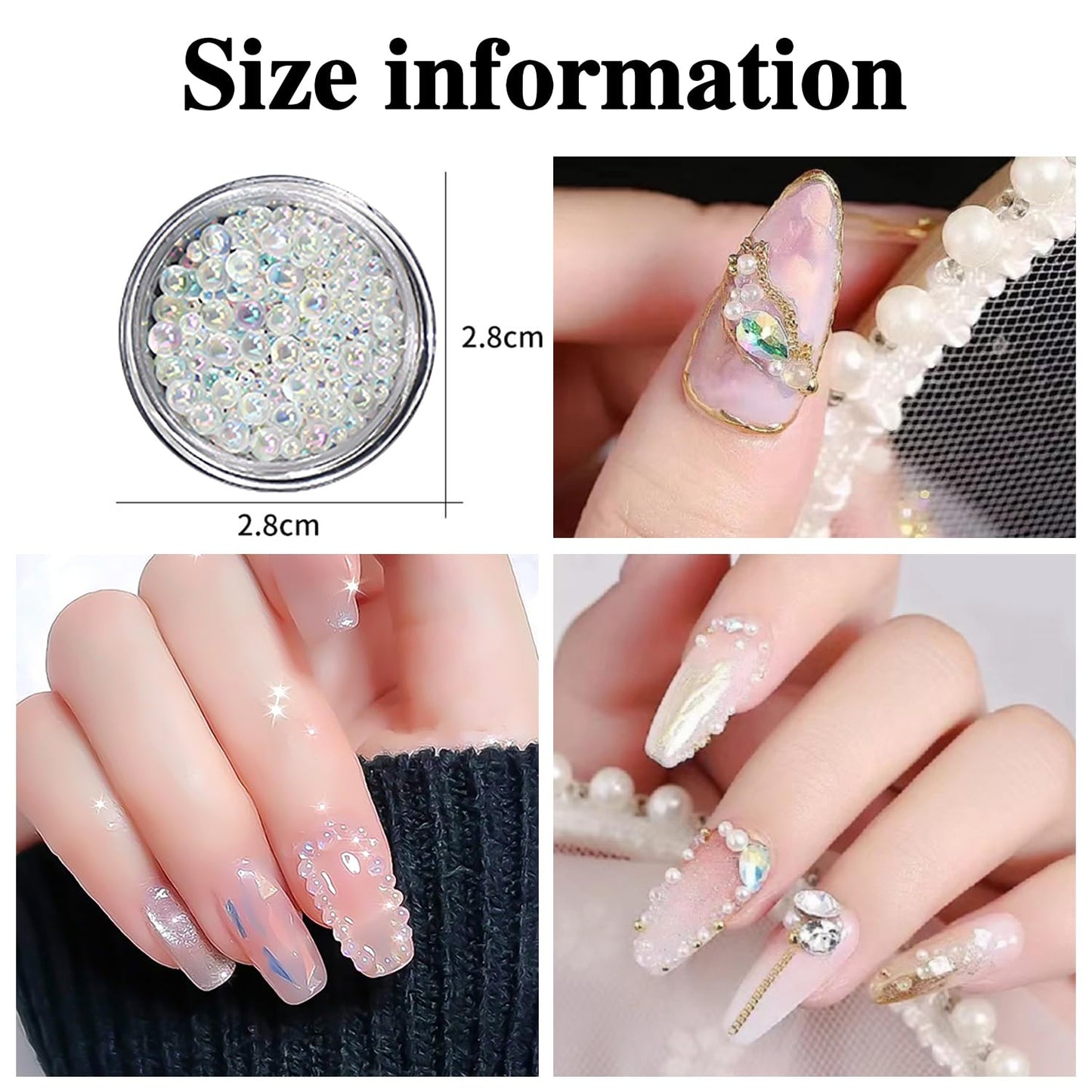 SILPECWEE 9 Boxes Mermaid Bubble Beads for Nails, Iridescent Circular Nail Rhinestones Aurora Caviar Beads Nail Pearl Crystal Diamond 3D Nail Charms Nail Decorations for Makeup DIY Accessories