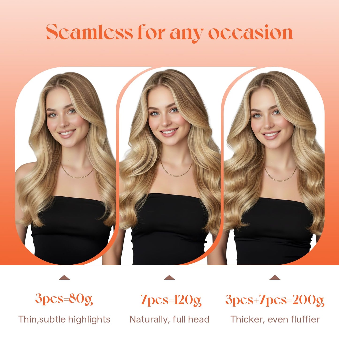 Sunny Hair Clip in Hair Extensions Real Human Hair 85g Remy Hair Clip in Extensions for Women Human Hair Extensions Dark Golden Blonde Highlights Light Blonde 12 Inch
