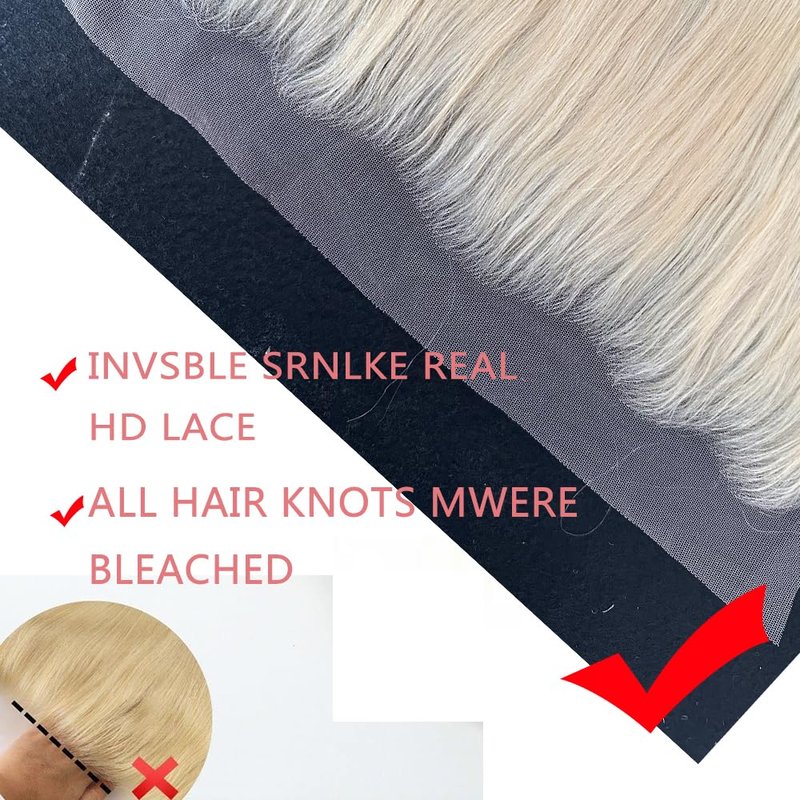 613 Straight Blonde 13X4 Transparent Hd Lace Frontal Closure 100% Russian Human Hair Ear To Ear 12A Brazilian Virgin Remy Human Hair Extension 16 Inch