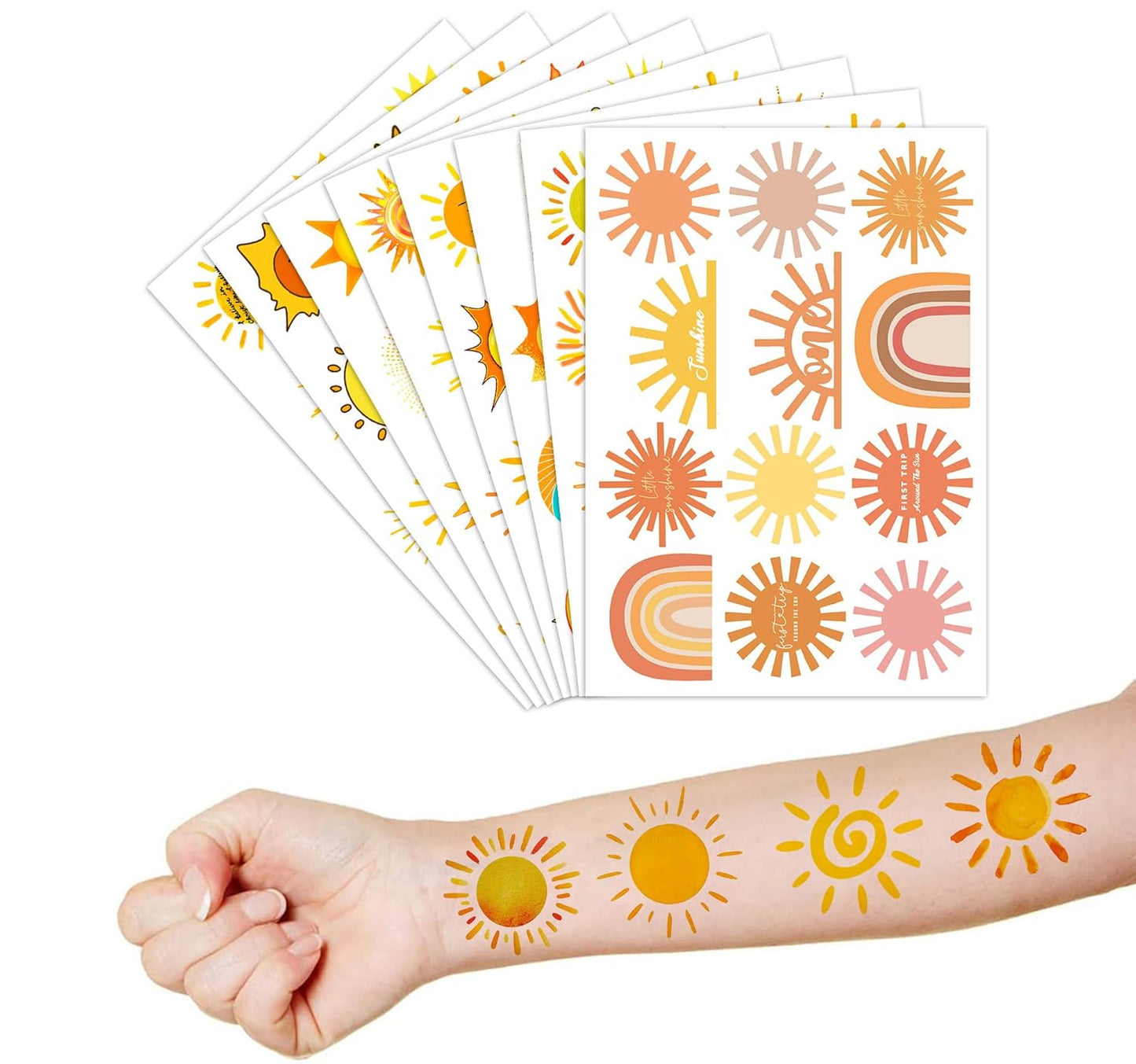 Sun Temporary Tattoos for Kids - 96 Cute Sun Stickers for Birthday Parties | Classroom Rewards & Summer Fun