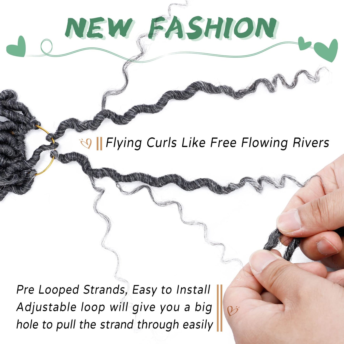 14 Inch Goddess Locs Crochet Hair for Black Women 6 Packs, T1B/Grey