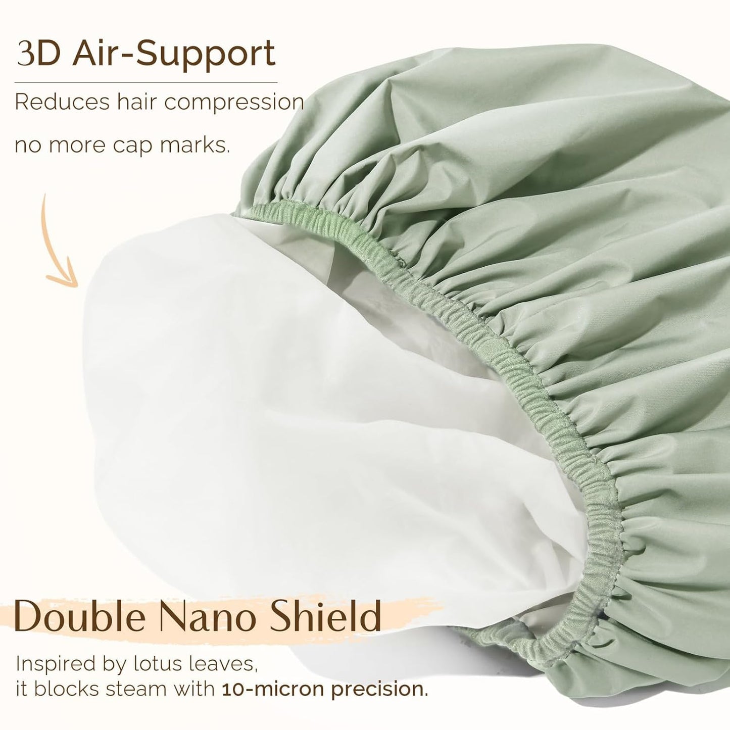 Yanibest Reusable Waterproof Shower Cap - Double Layer Design | Soft Non-Slip Elastic Band, Fits Most Hair Types