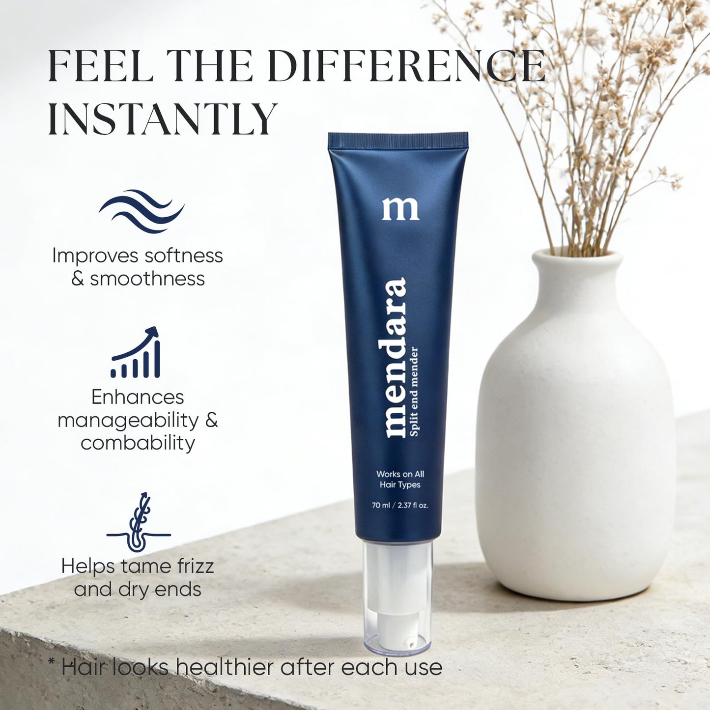 Split End Mender, Leave-In Hair Serum, Repair & Seal Split Ends, Helps Reduce Breakage-Related Hair Shedding, Anti-Frizz Leave-In Serum with Flaxseed Extract & Keratin for Dry, Damaged Hair (70ml)