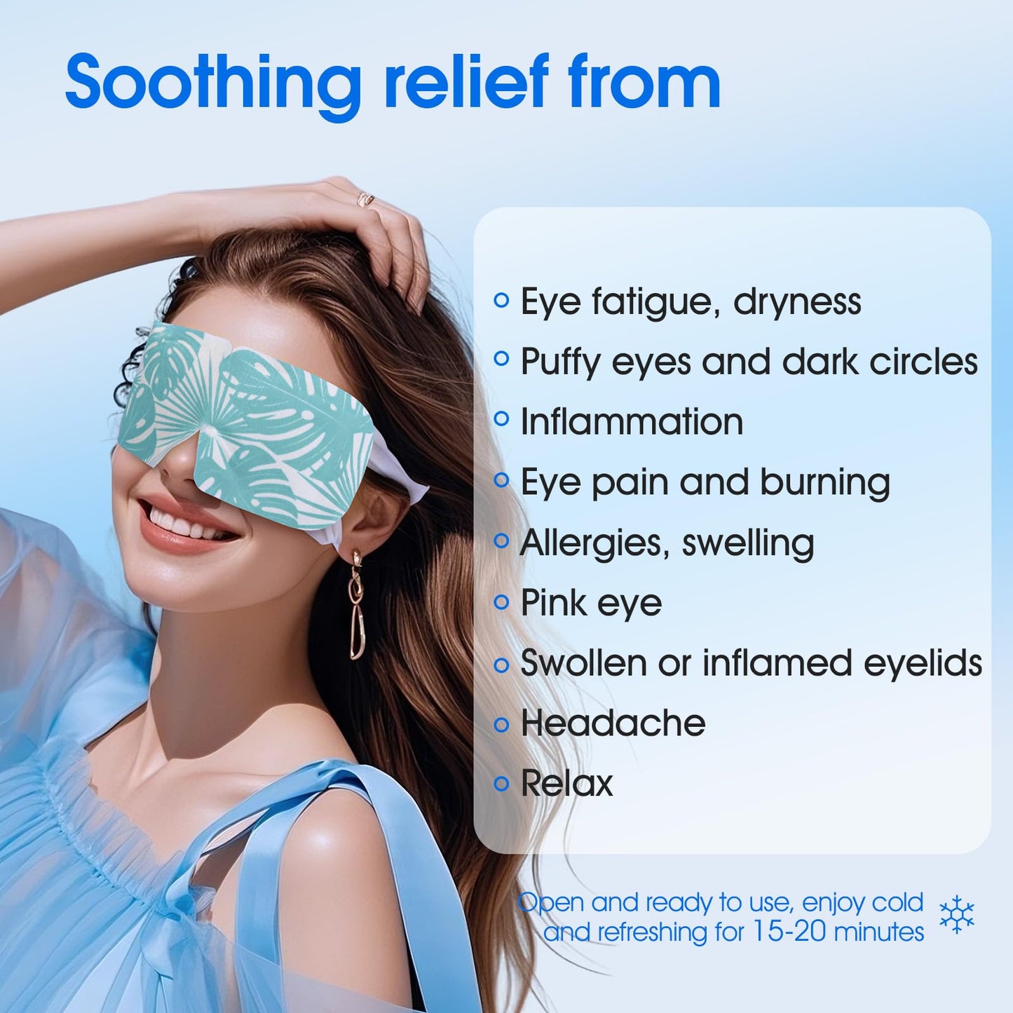 ZHENYEMEI Hydrogel Self Cooling Eye Mask,Cold Eye Mask for Puffy & Burning Eyes,Cold Compress for Fast Relief with Fatigue and Headaches, Individually Wrapped Cool Care Travel Essentials,32 Packs