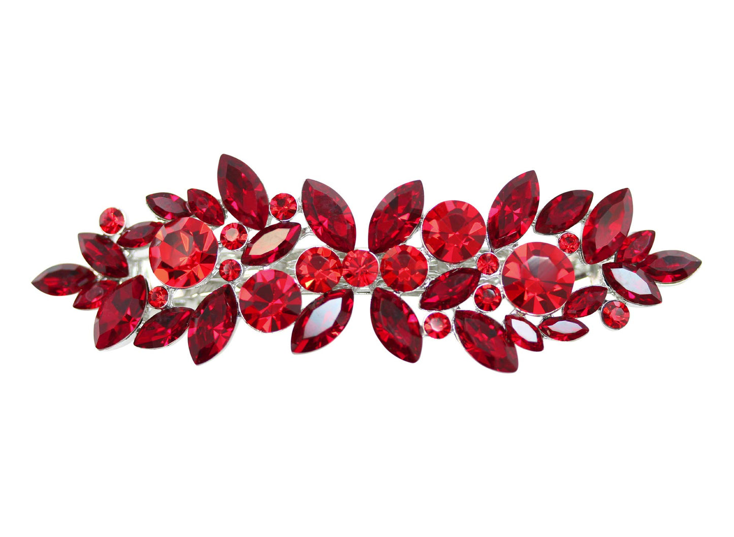 Faship Gorgeous Red Rhinestone Crystal Floral Hair Barrette Clip