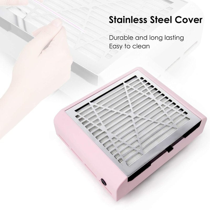 Nail Dust Collector Machine - Powerful Vacuum Suction Fan for Acrylic & Gel Removal | Pink