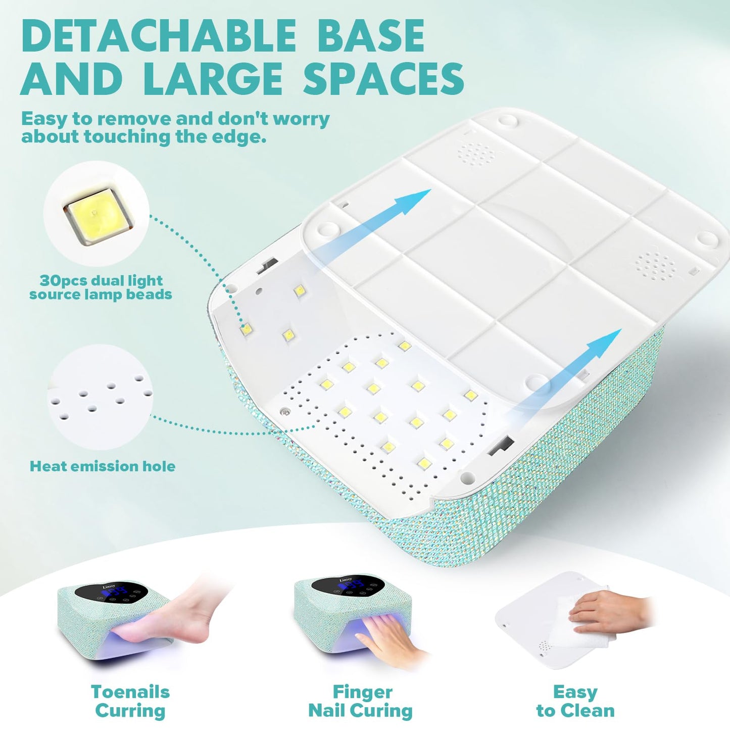 72W Cordless UV LED Nail Lamp for Gel Nails,Nail Dryer with 5 Timers
