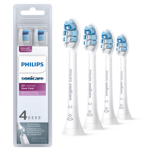 Philips Sonicare Optimal Gum Care Replacement Toothbrush Heads, HX9034/65, BrushSync™ Technology, White 4-pk