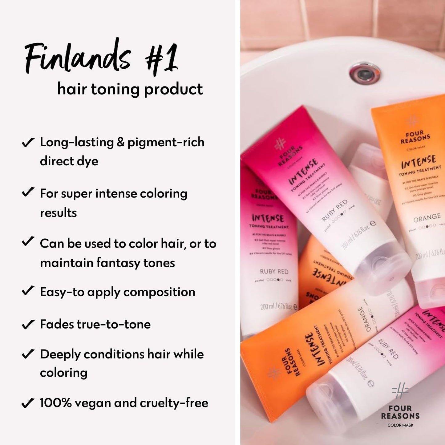 Intense Ruby Red Semi-Permanent Hair Dye - 100% Vegan Conditioning Treatment | 6.76 fl oz, 27 Shades Available