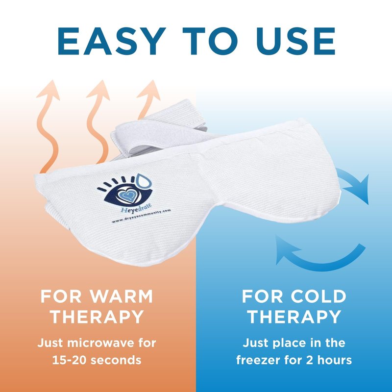 Heyedrate Heated Eye Mask - Soothing Warm & Cold Compress for Temporary Relief of Irritated Eyes - Reusable Mask, White