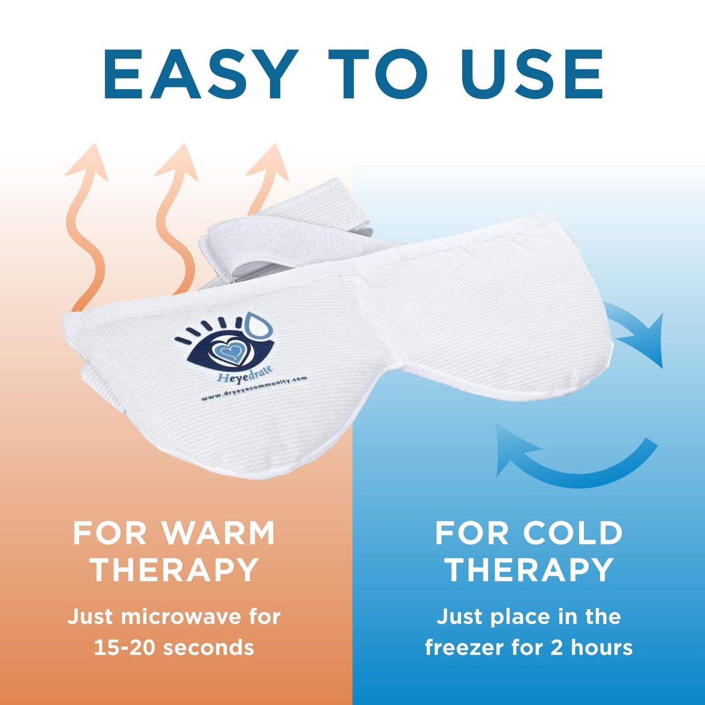 Heyedrate Heated Eye Mask - Soothing Warm & Cold Compress for Temporary Relief of Irritated Eyes - Reusable Mask, White