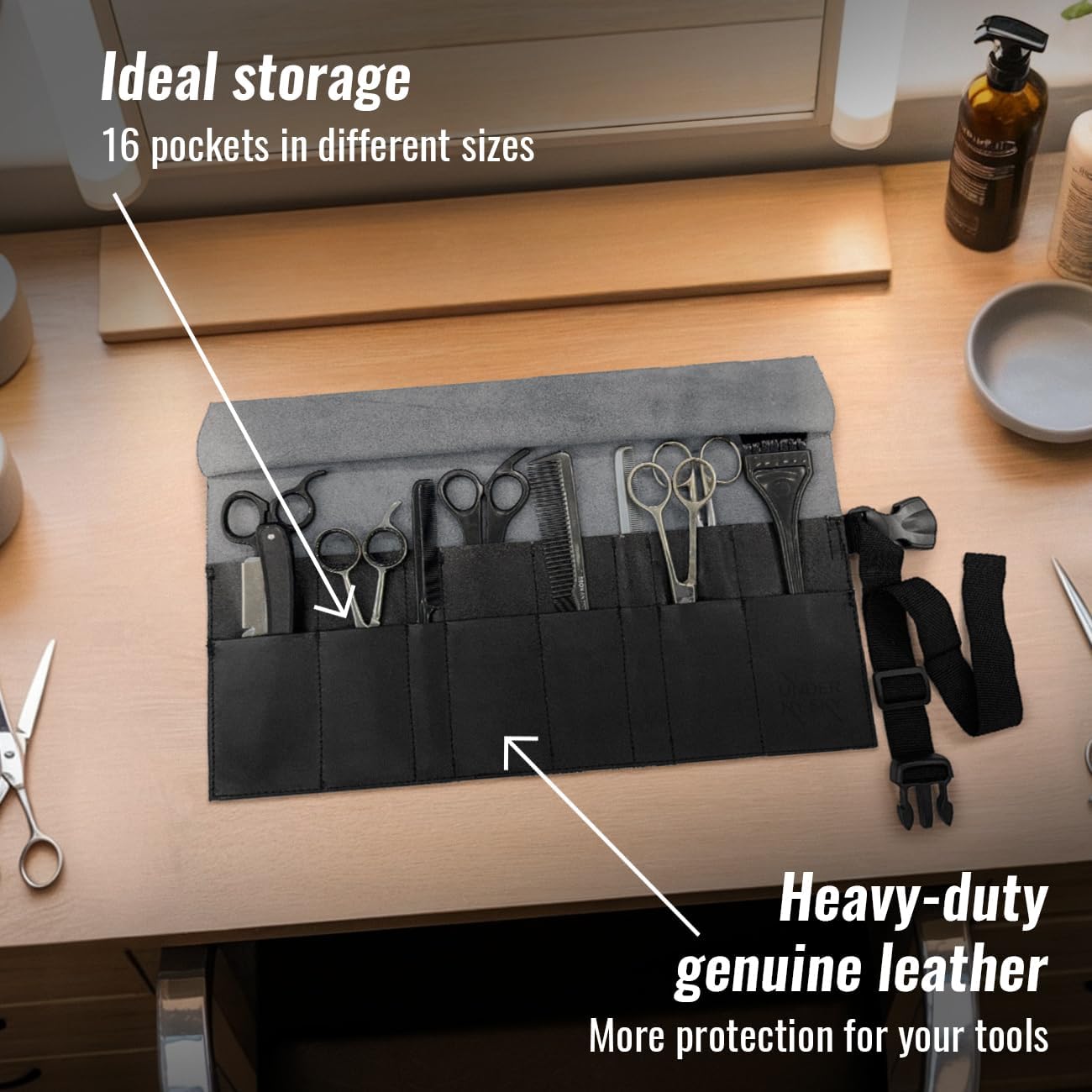 Leather Apron & Tool Holder for Hair Stylists | Durable, Professional Design