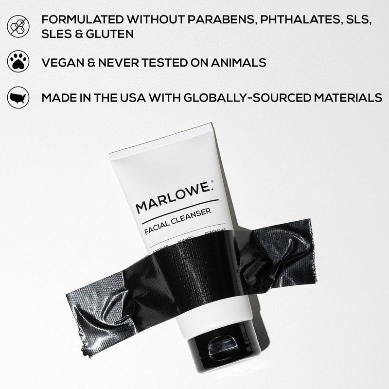 MARLOWE. Men's Skin Care Set, Purifying Facial Cleanser & Hydrating Face Moisturizer Duo, Cleanses, Refreshes, Soothes Skin, Great Gift for Men, Clean, Vegan Daily Grooming Essentials