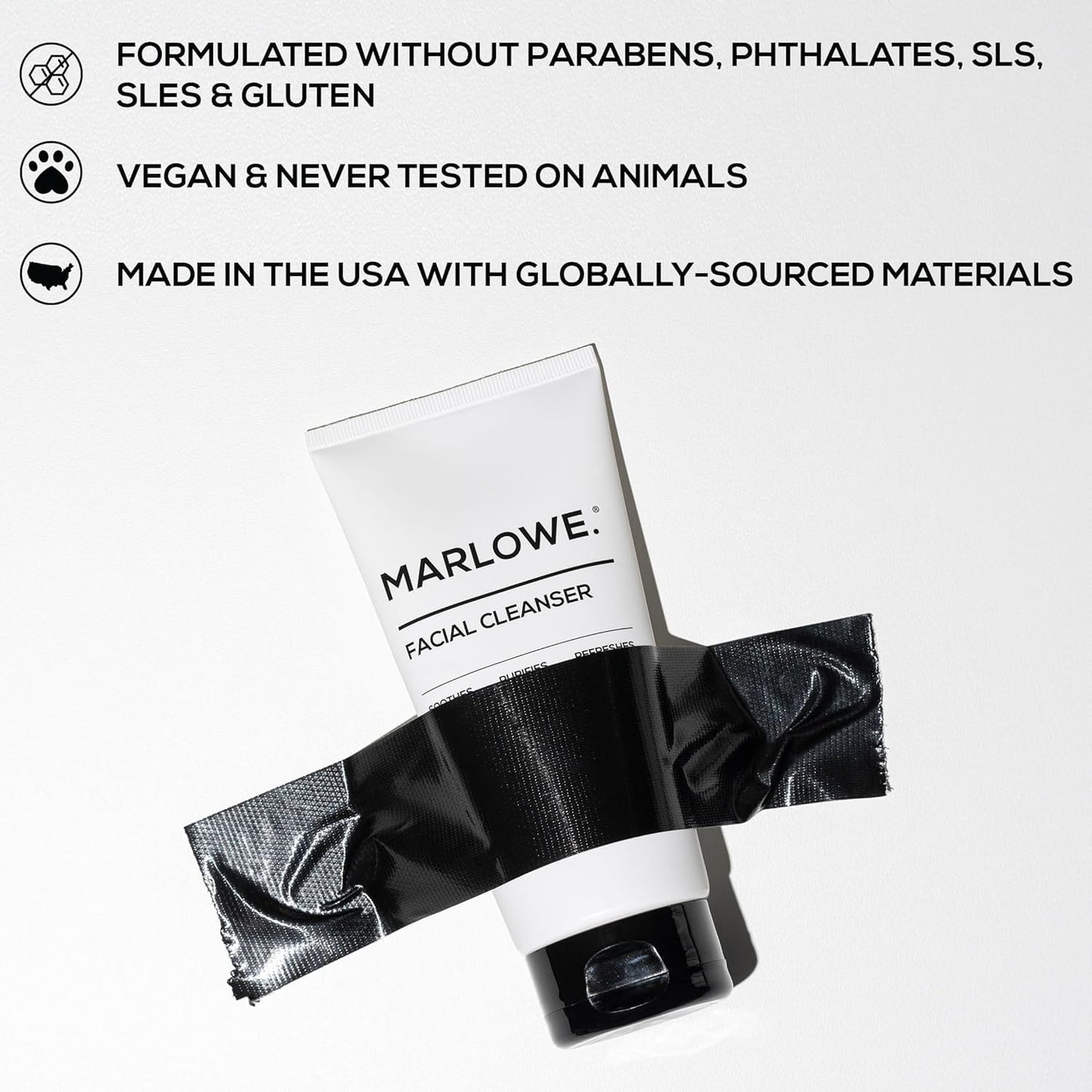 MARLOWE. Men's Skin Care Set, Purifying Facial Cleanser & Hydrating Face Moisturizer Duo, Cleanses, Refreshes, Soothes Skin, Great Gift for Men, Clean, Vegan Daily Grooming Essentials