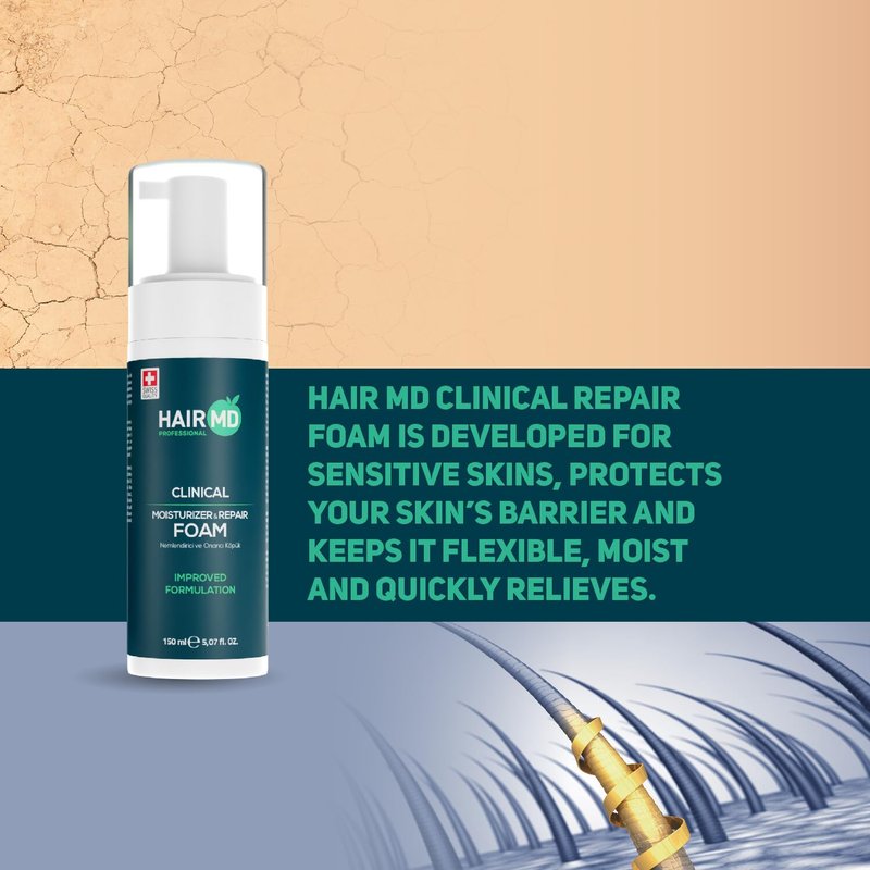 HairMD Men's Hair Growth Foam - Nourishing 150ml Formula for Post-Transplant Care - Gentle Cleansing for Sensitive Scalp