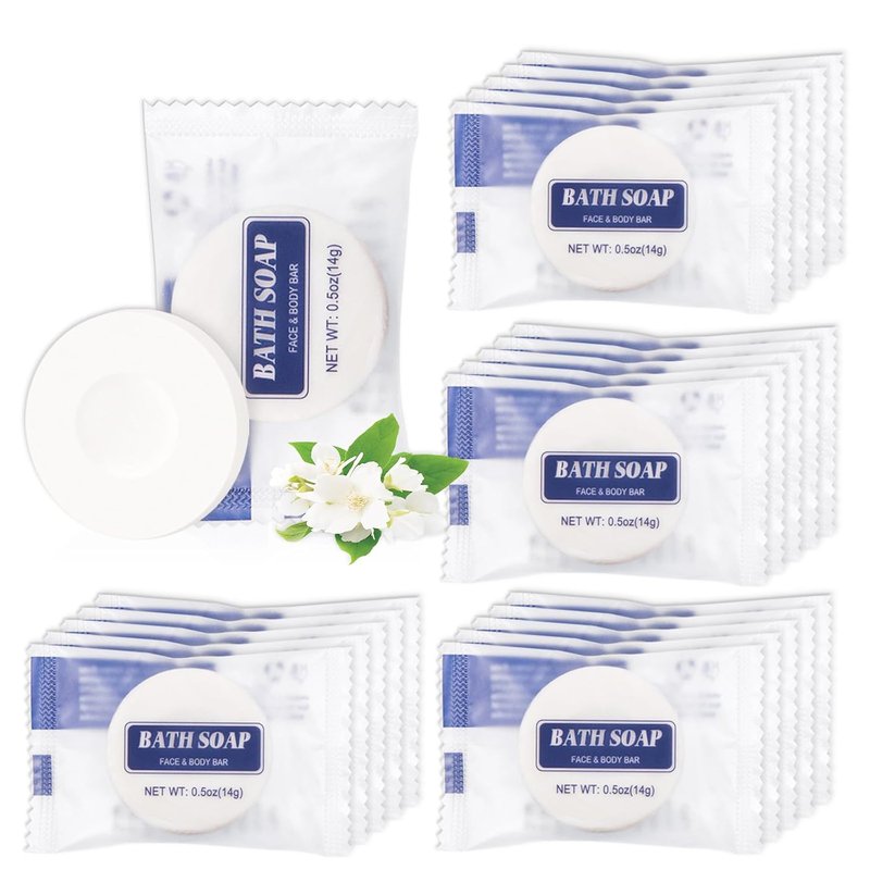 Mini Hotel Bar Soap - 120 Pcs 0.5 oz Individually Wrapped Travel Soaps | Round Bath Amenities for Guests