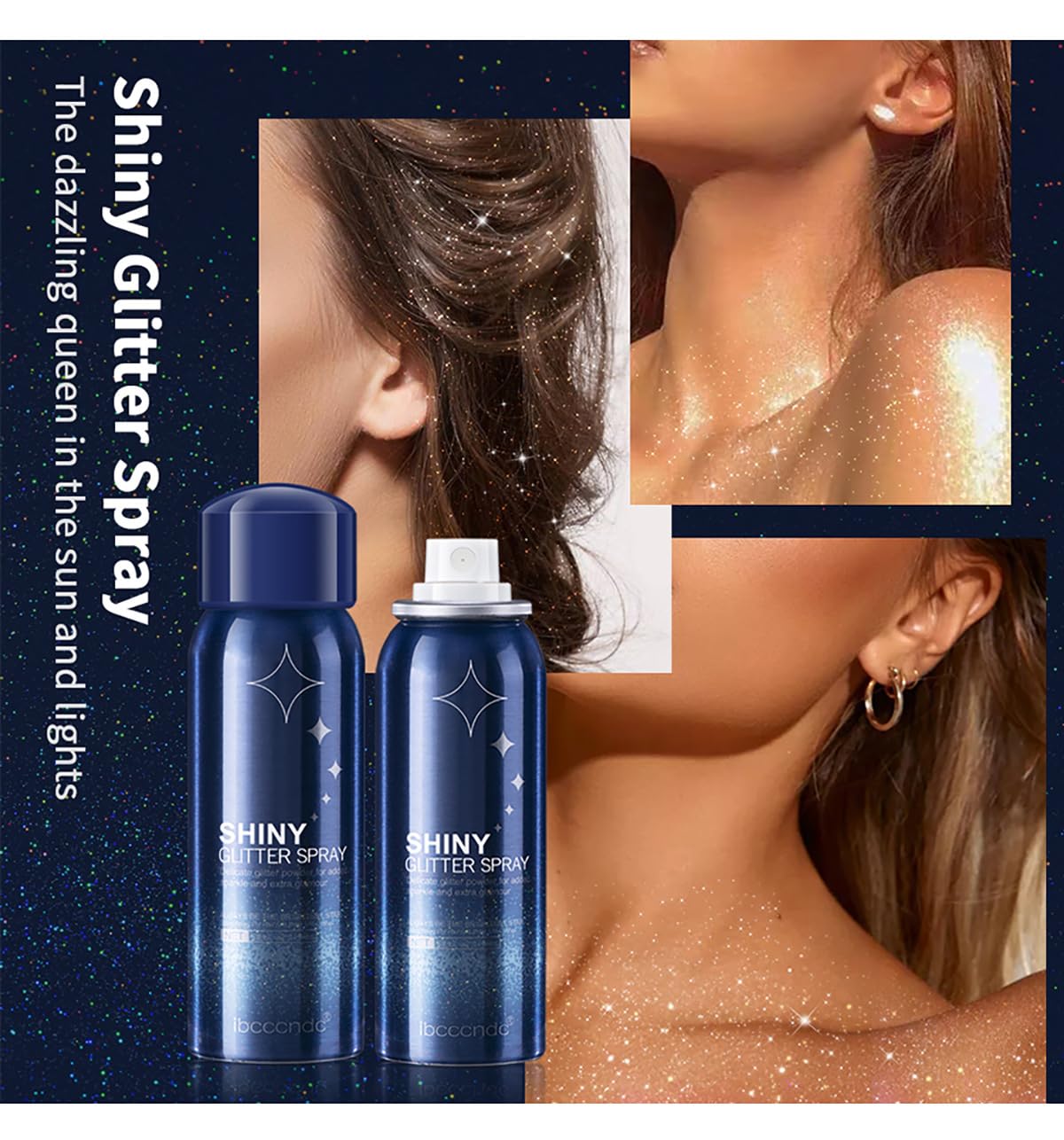 Body Glitter Spray, Perfect Hair and Body Shiny Music Festival Stage Makeup Rave Festival Clothes Glitter Spray. ﻿