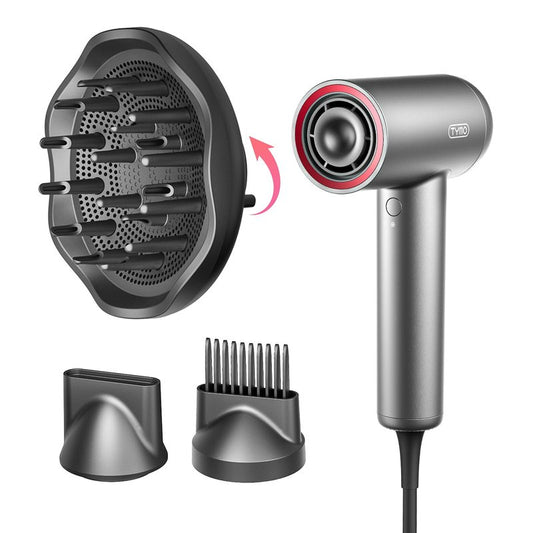 TYMO Hair Dryer with Diffuser, 1500W High-Speed Professional AIRHYPE Lite Blow Dryer with Comb for Fast Drying, 110,000RPM Brushless Motor, 200 Million Ionic Hairdryer, 3 Speeds & 4 Temps, Low-Noise
