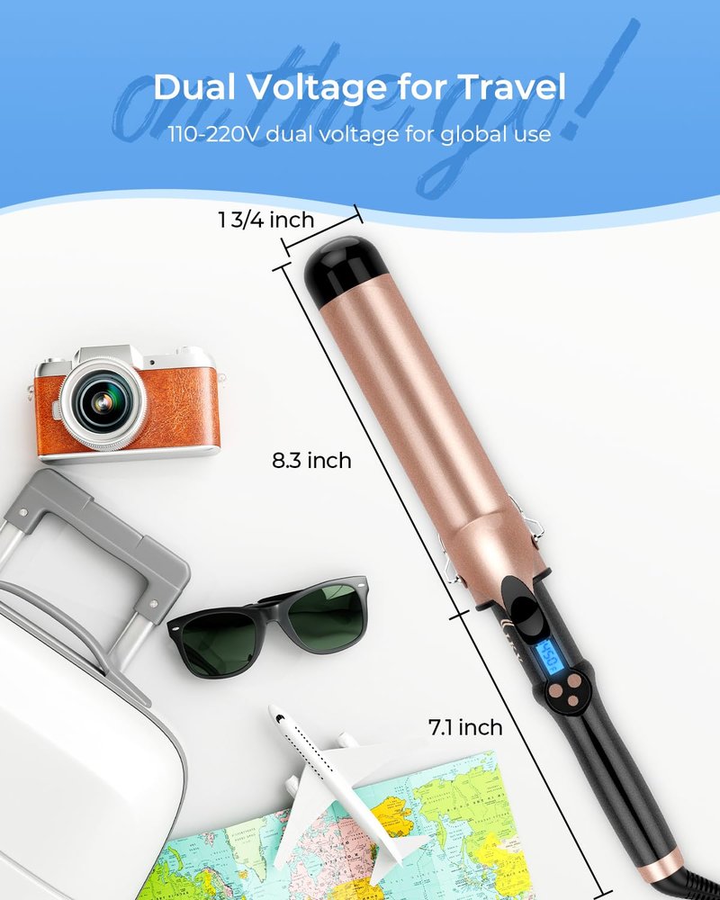 1 3/4 Inch Extra Long Barrel Curling Iron, 1.75 Large Barrel for Long Hair Ceramic Tourmaline