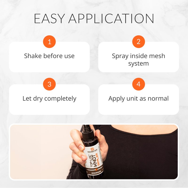 Walker Tape Top-Loc Knot Sealer Spray 4 fl oz, Mesh System Protector for Delicate Knots, Reduces Shedding and Extends Hairpiece Life, Professional Treatment for Lace Wigs Human Hair and Toupee Bases