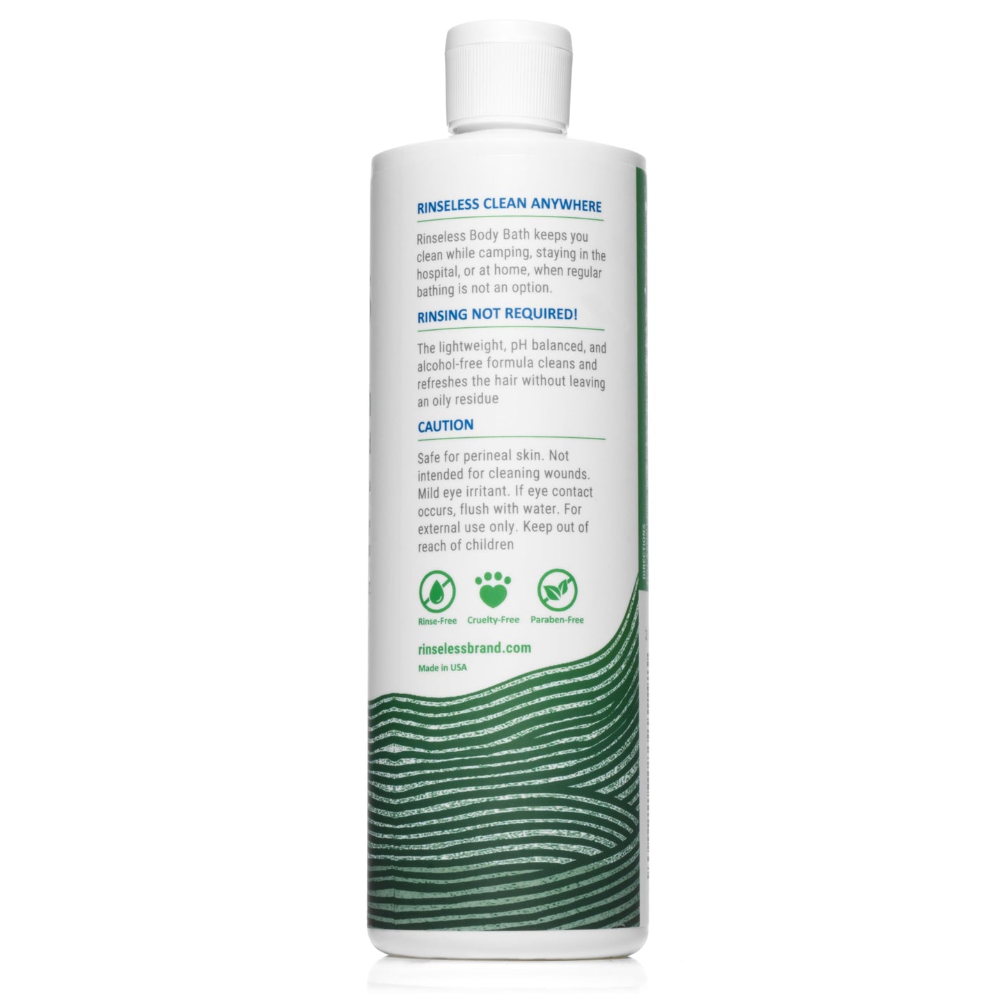 RINSELESS Waterless Body Bath Wash 16 Oz (Pack of 2) | No Water Rinse Needed Concentrated Formula Makes 32 Sponge Baths