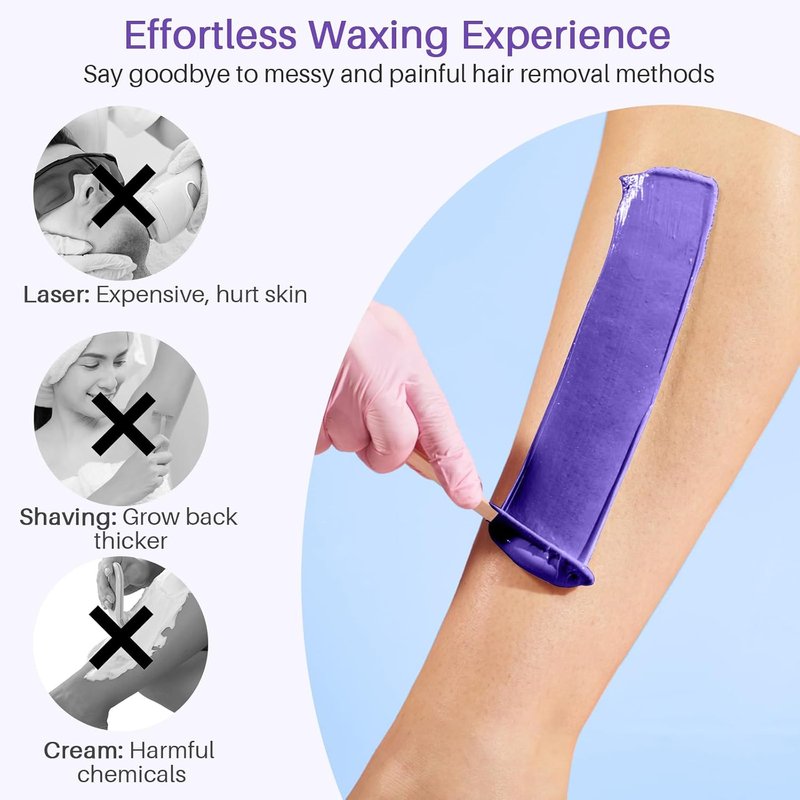 BLITZWAX Hard Wax Beads - Lavender & Cream for Sensitive Skin | 2.6lbs with 30 Sticks & 2 Oils