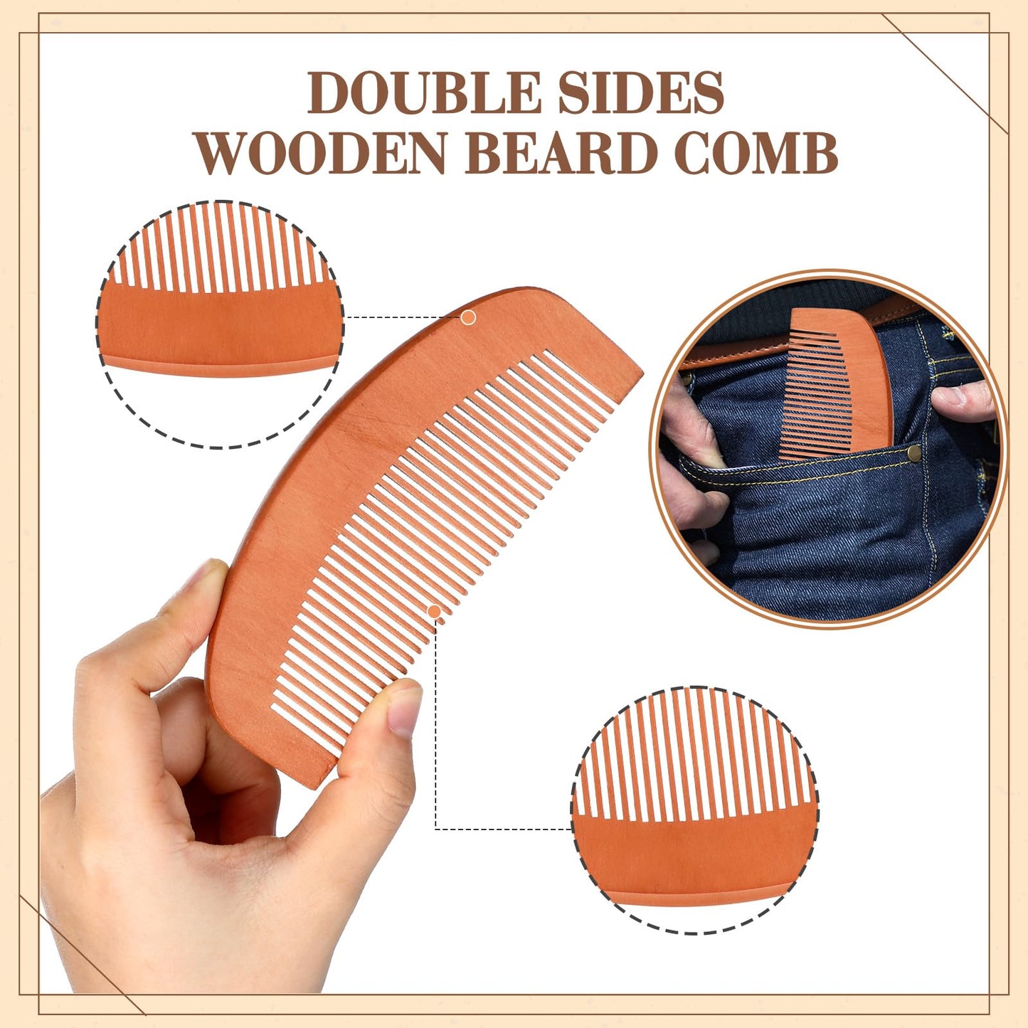 Maitys 10 Sets Beard Brush and Comb Set Bulk Boar Bristle Beard Brush Comb Scissors Kit Gifts for Men Father Colleague Employee Appreciation(Round)